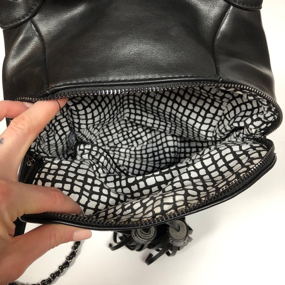 Mini Black Backpack w/ tassels and chain - Picture 4 of 8